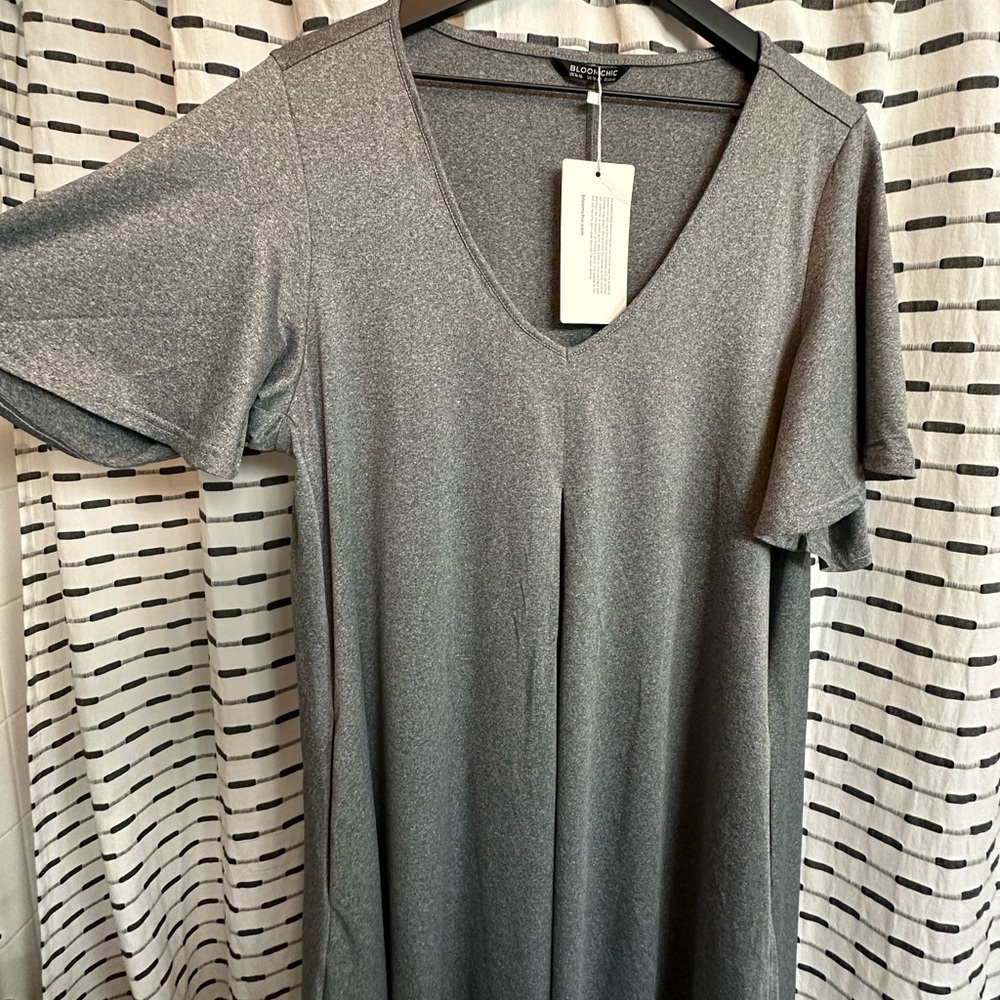 Buttery soft plus size shimmer grey dress